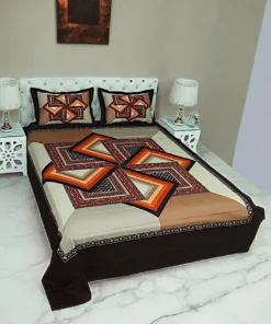 Reactive Twill Panel Double Bed Sheet-1684-785